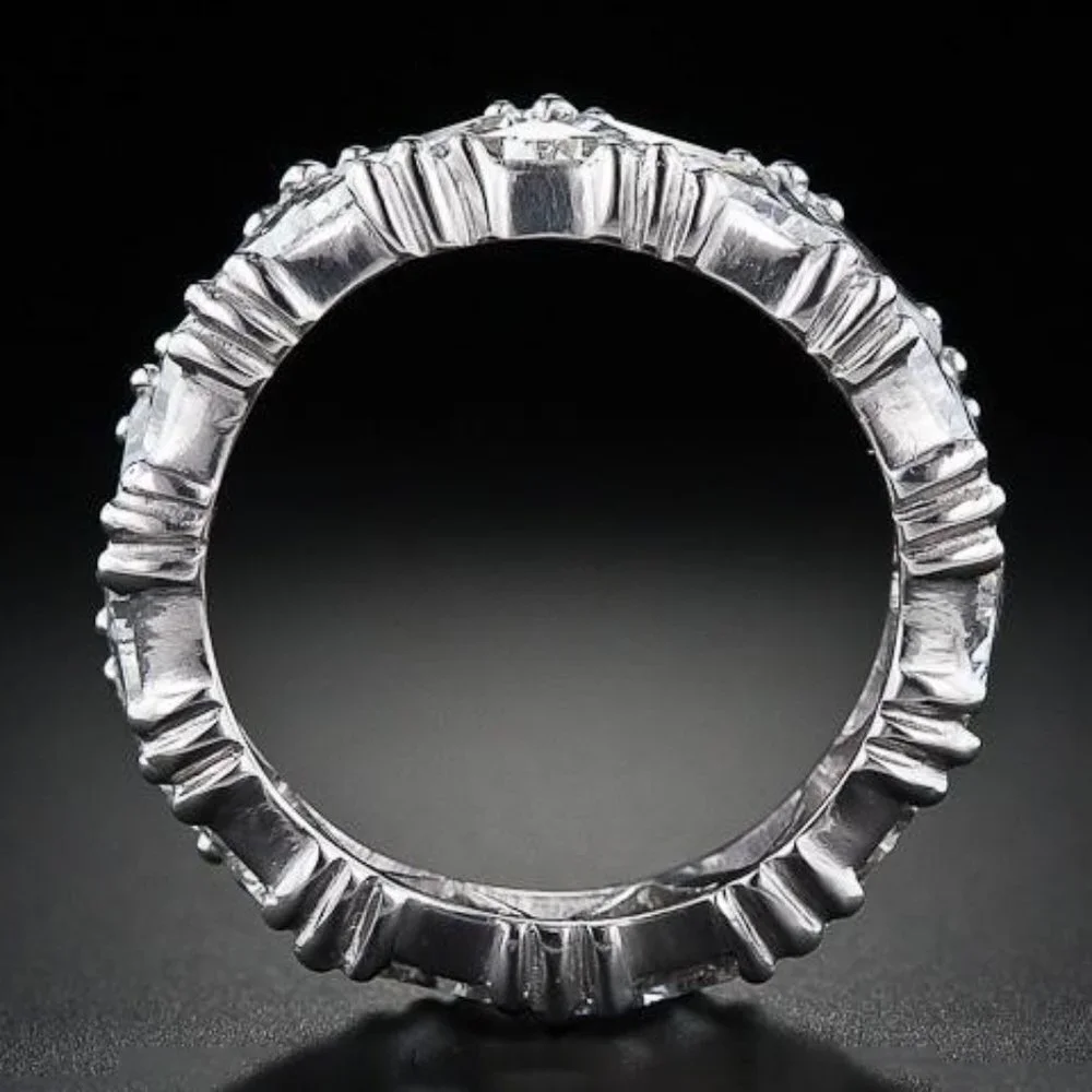 😍Shiny Triangle CZ Silver Plated Trendy Eternity Ring for Women, L211
